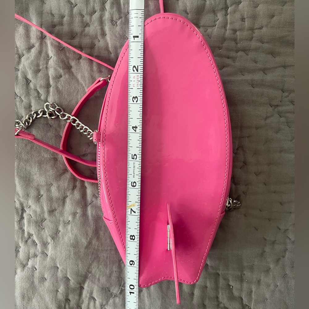 Betsey Johnson Surfs Up Pink Surfboard Crossbody Bag Zippered Silver Tropical - Picture 6 of 9